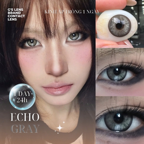 Kính áp tròng 1 ngày ECHO GRAY màu xám sáng tây giãn tròng to GTRENDY - Realcon Color 50