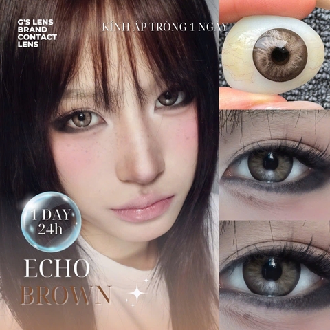 Kính áp tròng 1 ngày ECHO BROWN màu nâu sáng tây giãn tròng to GTRENDY - Realcon Color 50