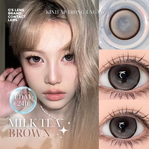 Kính áp tròng 1 ngày MILK TEA BROWN màu nâu sáng tây giãn tròng vừa GTRENDY