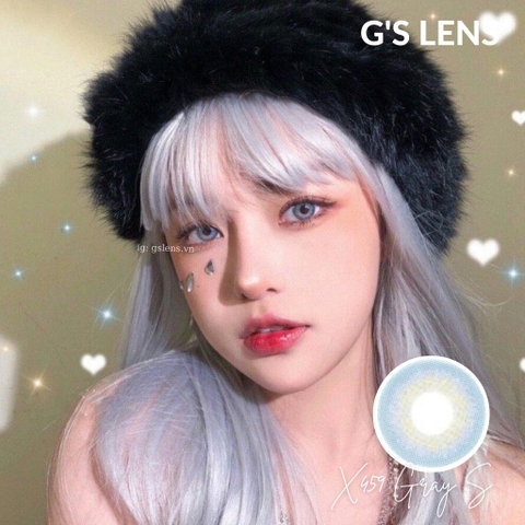 Kính Áp Tròng Lens Xám Xanh Tây Sáng Siêu Đẹp Hot Douyin Size S 14.2mm Có 0 Đến 6 Độ Lệch Độ Gray S