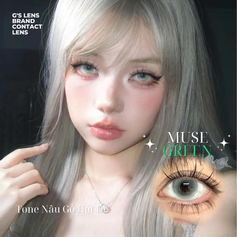 Kính áp tròng 6 tháng MUSE GREEN màu xanh lá sáng tây giãn tròng nhỏ GTRENDY