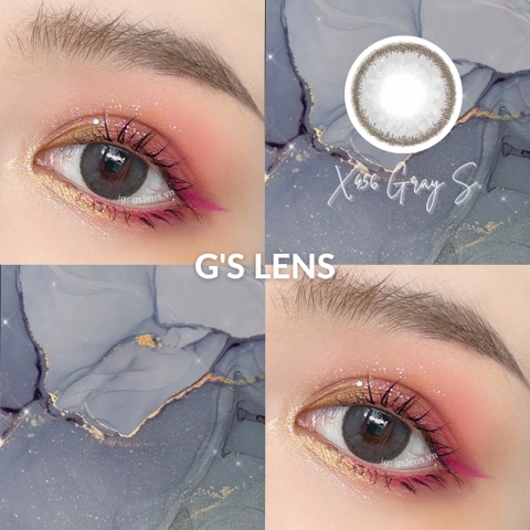 Kính Áp Tròng Lens Xám Xanh Tự Nhiên Tây Sáng Size S 14.2mm Có 0 Đến 6 Độ X456 Gray S