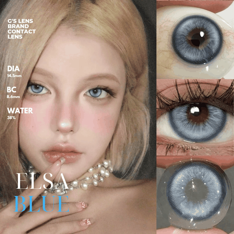Kính áp tròng 6 tháng ELSA BLUE màu xanh dương sáng tây giãn tròng vừa GTRENDY - MC38