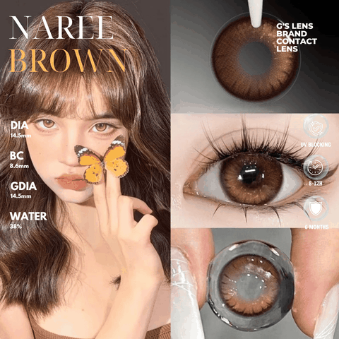 Kính áp tròng 6 tháng NAREE BROWN màu nâu sáng tây giãn tròng vừa GTRENDY - MC38