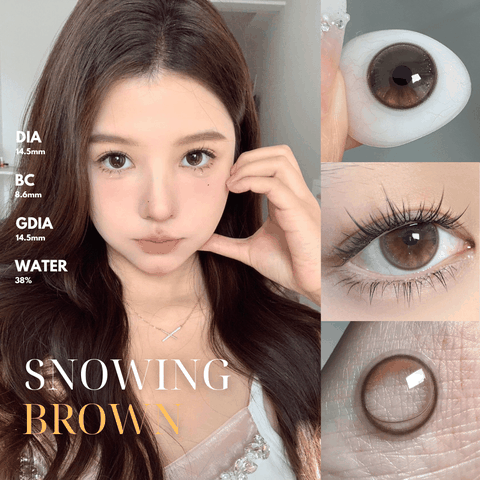 Kính áp tròng 6 tháng SNOWING BROWN màu nâu tự nhiên giãn tròng nhỏ GTRENDY - MCK1