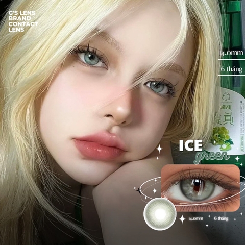 Kính áp tròng 6 tháng ICE -FROZEN GREEN màu xanh lá sáng tây không giãn tròng GTRENDY - AL Color 38