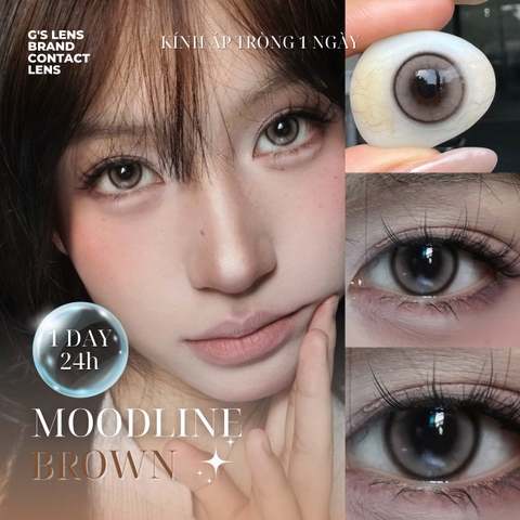 Kính áp tròng 1 ngày MOOD LINE BROWN màu nâu tự nhiên giãn tròng nhỏ GTRENDY
