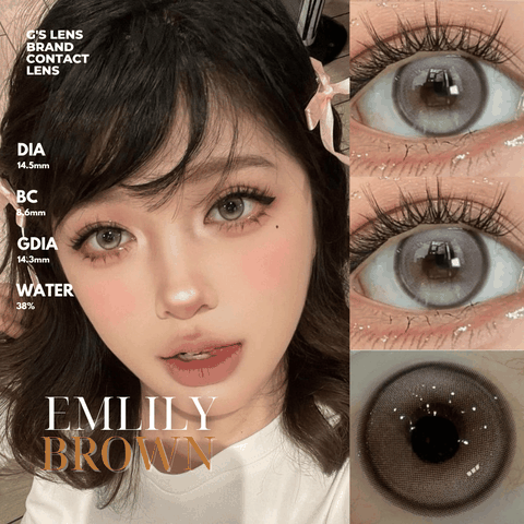 Kính áp tròng 6 tháng EMILY BROWN màu nâu trà tự nhiên giãn tròng vừa GTRENDY - MC38