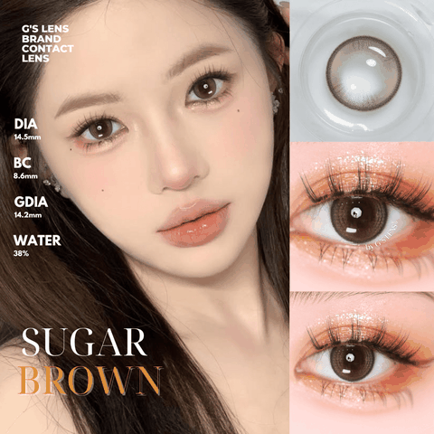 Kính áp tròng 6 tháng SUGAR BROWN màu nâu tự nhiên giãn tròng nhỏ GTRENDY - MC38