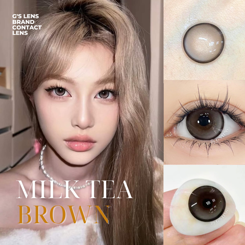 Kính áp tròng 6 tháng MILK TEA BROWN màu nâu sáng tây giãn tròng vừa GTRENDY - MC38