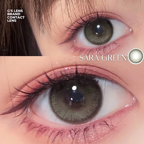 Kính áp tròng 6 tháng SARA GREEN màu xanh lá tự nhiên giãn tròng nhỏ GTRENDY - HC40