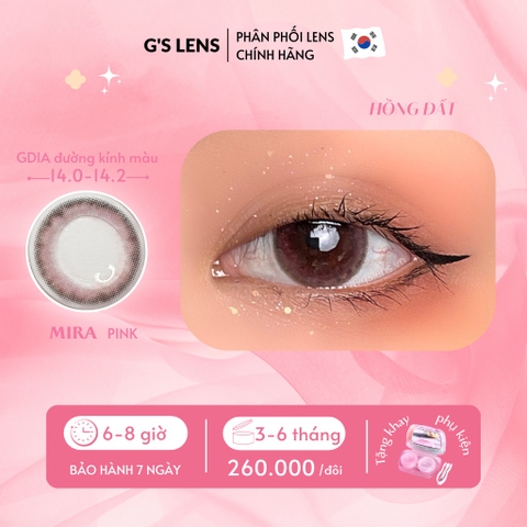 Lens mắt hồng đất tự nhiên giãn ít MIRA PINK S có 0-8 lệch độ dành cho mắt nhạy cảm G'S LENS PLUS+ Polyhema Cao Cấp