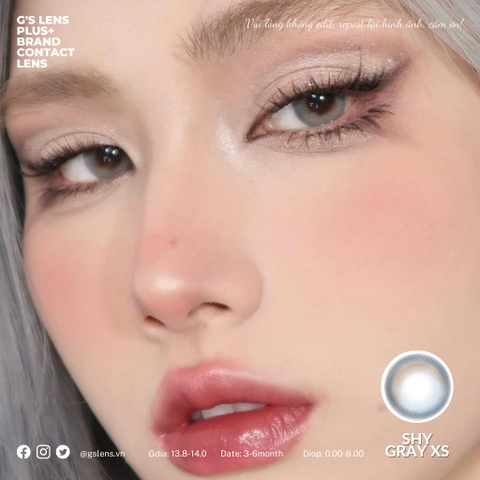 Lens mắt xám tây khói SHY GRAY XS có 0-8 lệch độ dành cho mắt nhạy cảm G'S LENS PLUS+ SILICONE HYDROGEL Đeo 24H
