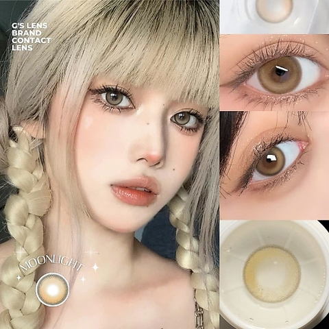 Kính áp tròng 6 tháng MOONLIGHT BROWN màu nâu sáng tây giãn tròng nhỏ GTRENDY