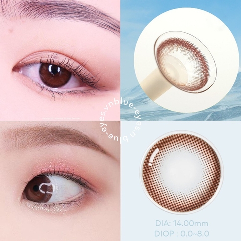 Lens mắt nâu tự nhiên PURRY CHOCO giãn ít size S có 0-8 độ lệch độ dành cho mắt nhạy cảm G'S LENS Polyhema Cao Cấp