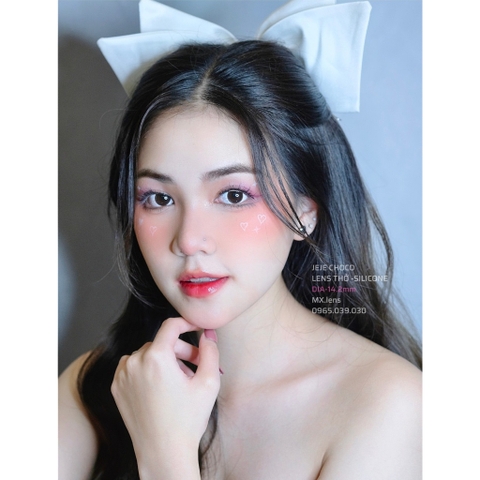 Lens mắt nâu tối JEJE CHOCO giãn ít size s có 0-8 độ lệch độ dành cho mắt nhạy cảm G'S LENS SILICONE HYDROGEL