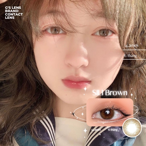 Lens mắt nâu tự nhiên SILI BROWN size S có 0-8 lệch độ dành cho mắt nhạy cảm G'S LENS PLUS+ Silicone Hydrogel 24hCao Cấp
