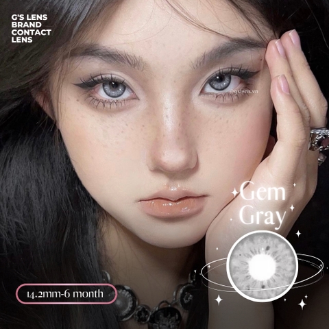 Lens Mắt Kính Áp Tròng Xám Tây Sáng Gem Gray Vân Mắt Giãn Ít Có Từ 0 Đến 7 Độ Lệch Độ Size S 14.2mm