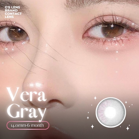 Lens Mắt Kính Áp Tròng Xám Tây Vân Xước VERA GRAY Không Giãn Có Từ 0 Đến 6 Độ Lệch Độ Size XS 14mm - GSLENS