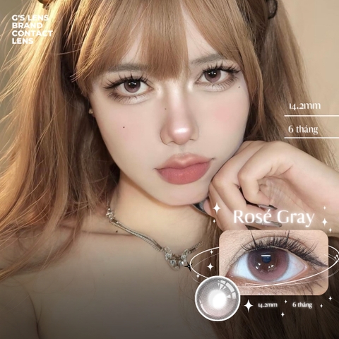 Kính áp tròng 6 tháng ROSE GRAY màu xám hồng sáng tây giãn tròng nhỏ GTRENDY -