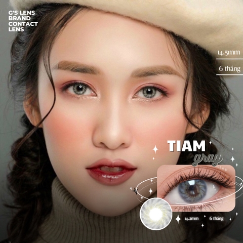 Kính áp tròng 6 tháng TIAM GRAY màu xám sáng tây giãn tròng nhỏ