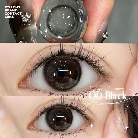 Kính áp tròng 6 tháng OD BLACK màu đen nhũ tự nhiên giãn tròng nhỏ GTRENDY - MC38