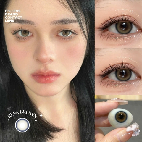 Kính áp tròng 6 tháng RENA BROWN màu nâu xanh tự nhiên giãn tròng nhỏ GTRENDY - MC38