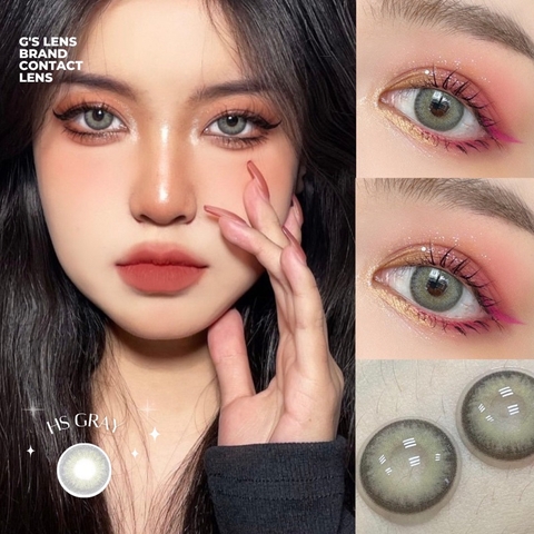 Kính áp tròng 6 tháng HS GRAY màu xám rêu sáng tây giãn tròng nhỏ GTRENDY - MC38