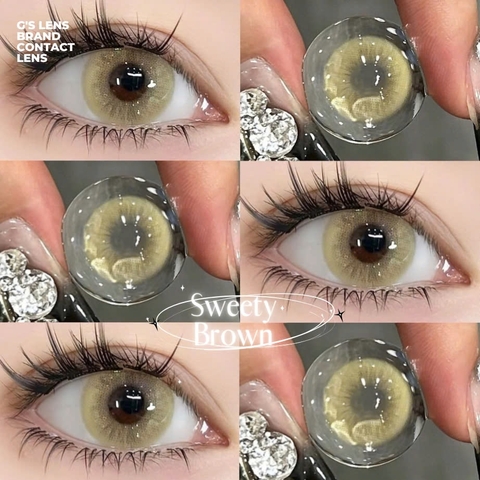 Kính áp tròng 6 tháng SWEETY BROWN màu nâu vàng sáng tây giãn tròng nhỏ GTRENDY - MC38