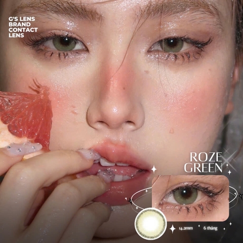Kính áp tròng 6 tháng ROZE GREEN màu xanh lá tự nhiên giãn tròng nhỏ GTRENDY - MC38