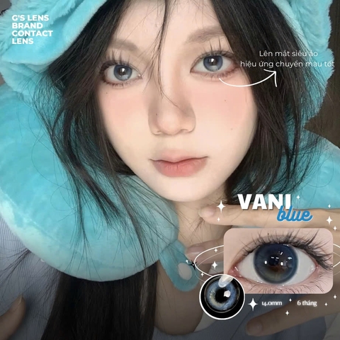 Kính áp tròng 6 tháng VANI BLUE màu xanh sáng tây giãn tròng nhỏ GTRENDY - MC38