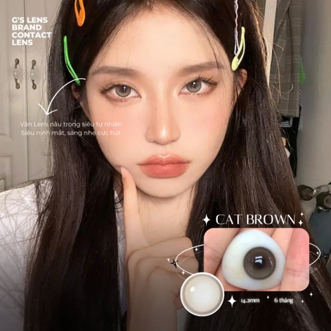 Kính áp tròng 6 tháng CAT DIAMOND BROWN màu nâu tự nhiên giãn tròng nhỏ GTRENDY -