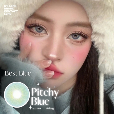 Kính áp tròng 6 tháng PITCHY BLUE màu xanh dương sáng tây không giãn tròng GTRENDY - MC38