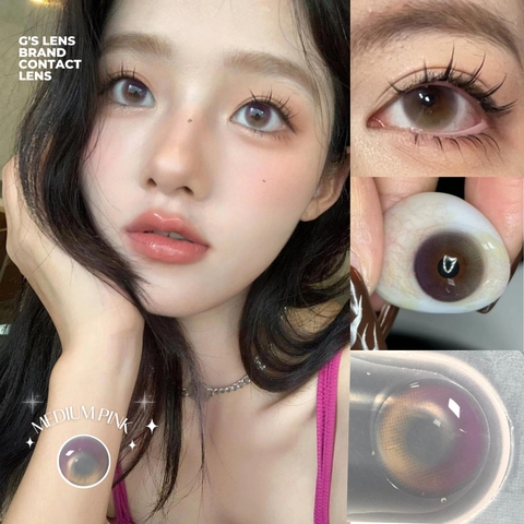Kính áp tròng 6 tháng MEDIUM PINK màu hồng nâu sáng tây giãn tròng nhỏ GTRENDY - MC38