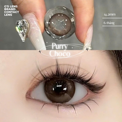 Kính áp tròng 6 tháng PURRY CHOCO màu choco tự nhiên giãn tròng nhỏ