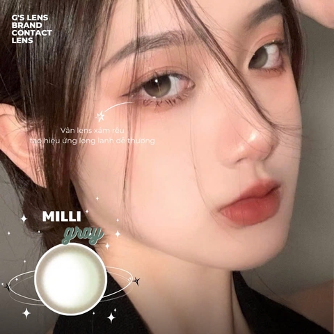 Kính áp tròng 6 tháng MILLI GRAY màu xám rêu sáng tây giãn tròng nhỏ GTRENDY - MC38