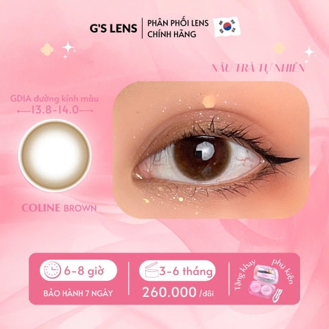 Kính áp tròng 6 tháng COLINE BROWN màu nâu tự nhiên giãn tròng nhỏ
