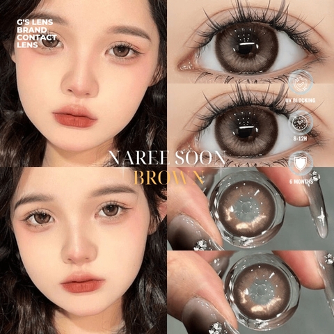 Kính áp tròng 6 tháng NAREE SOON BROWN màu nâu sáng tây giãn tròng vừa GTRENDY - MC38