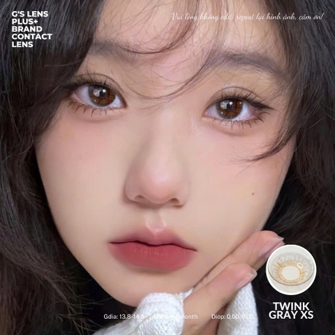 Kính áp tròng 6 tháng TWINKLE GRAY màu xám sáng tây giãn tròng nhỏ