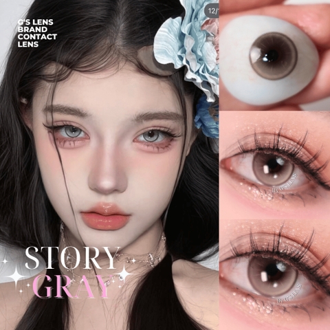 Kính áp tròng 6 tháng STORY GRAY màu xám sáng tây giãn tròng nhỏ GTRENDY -