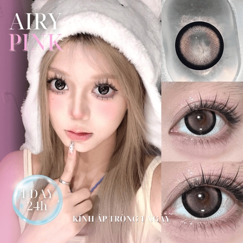 Kính áp tròng 1 ngày AIRY PINK màu hồng tự nhiên giãn tròng to GTRENDY