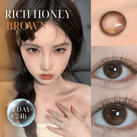 Kính áp tròng 1 ngày RICH HONEY BROWN màu nâu tự nhiên giãn tròng nhỏ GTRENDY