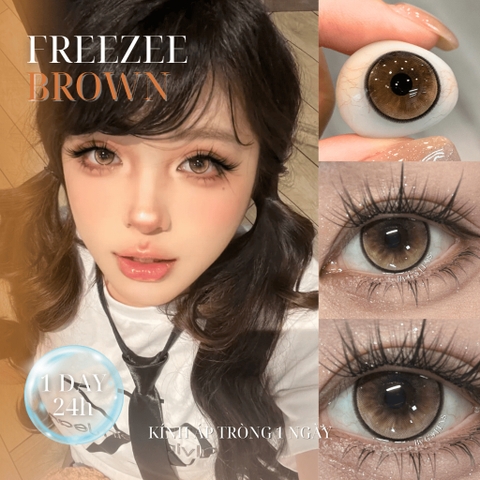 Kính áp tròng 1 ngày FREEZEE BROWN màu nâu sáng tây giãn tròng to GTRENDY - Realcon Color 50