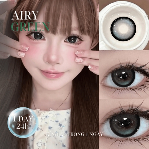 Kính áp tròng 1 ngày AIRY GREEN màu xanh lá tự nhiên giãn tròng to GTRENDY