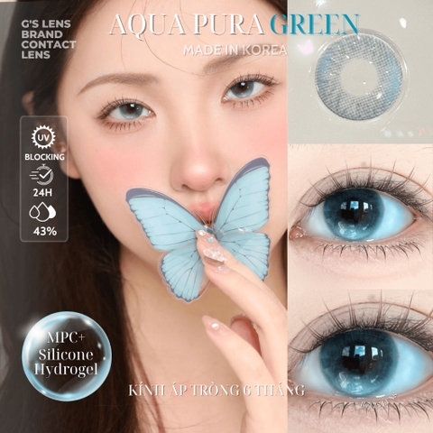 Kính áp tròng 6 tháng AQUA PURA GREEN màu xanh lá sáng tây giãn tròng nhỏ