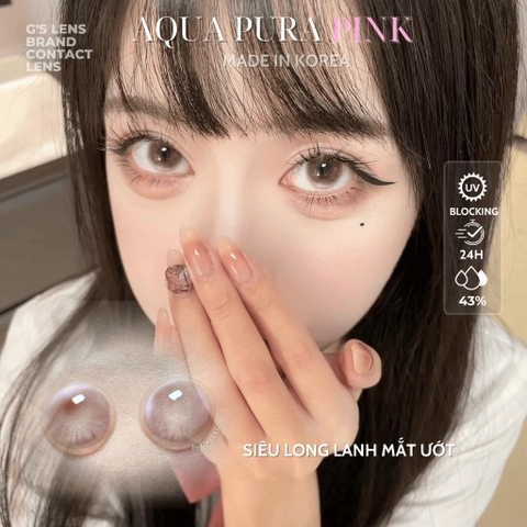 Kính áp tròng 6 tháng AQUA PURA PINK màu hồng sáng tây giãn tròng nhỏ