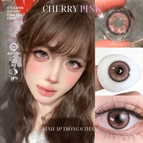 Kính áp tròng 6 tháng CHERRY PINK màu hồng sáng tây giãn tròng nhỏ GTRENDY - MC38