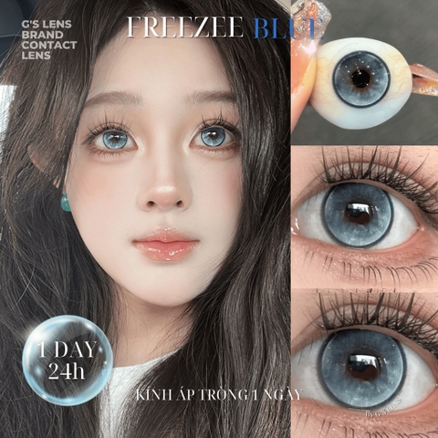 Kính áp tròng 1 ngày FREEZEE BLUE màu xanh dương sáng tây giãn tròng to GTRENDY - Realcon Color 50