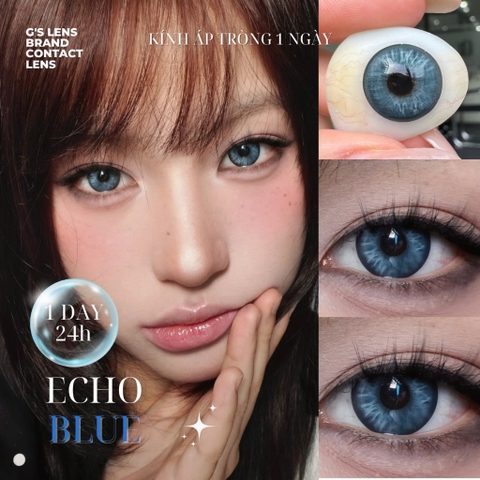 Kính áp tròng 1 ngày ECHO BLUE màu xanh dương sáng tây giãn tròng to GTRENDY - Realcon Color 50