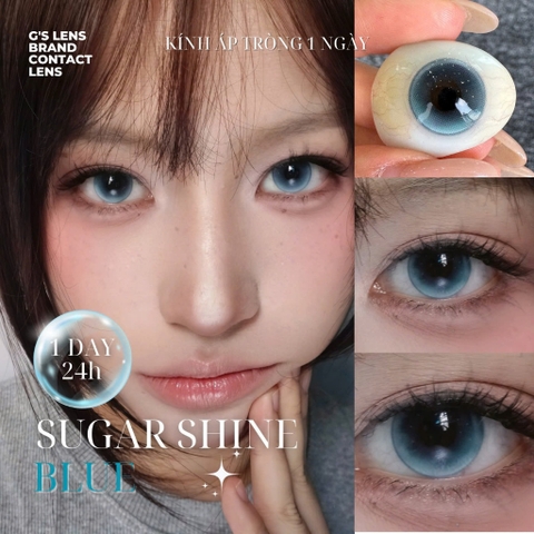 Kính áp tròng 1 ngày SUGAR SHINE BLUE màu xanh dương sáng tây giãn tròng nhỏ GTRENDY